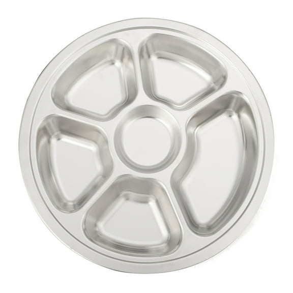Aspire Stainless Steel Dinner Plate Round Divided Plates Camping Serving Platter-6 Sections