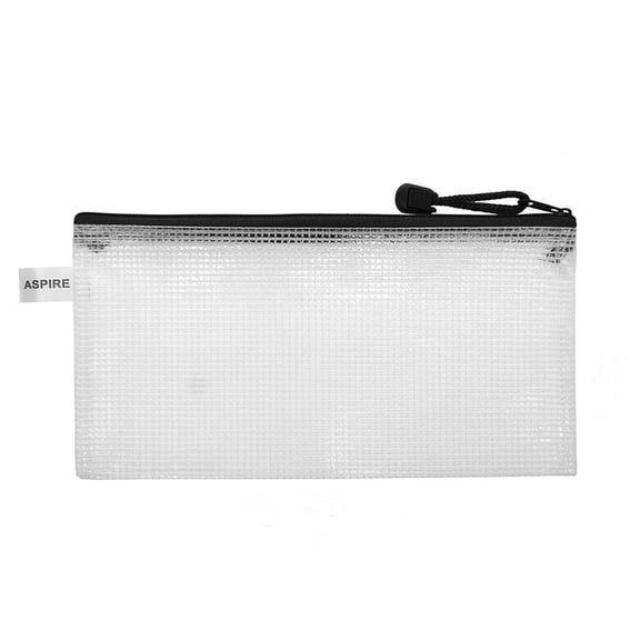 Aspire Waterproof Mesh Zipper Pouches Document File Folders Black Storage Bags-Black-A6