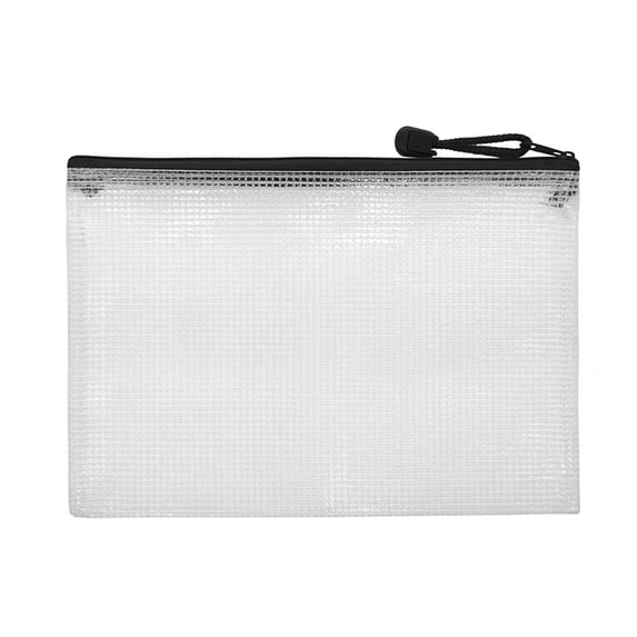 Aspire Waterproof Mesh Zipper Pouches Document File Folders Pencil Pen Case Storage Bags for Office Student Supplies-Black-A4