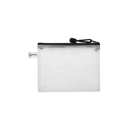 Aspire Waterproof Mesh Zipper Pouches Document File Folders Pencil Pen Case Storage Bags for Office Student Supplies-Black-B6