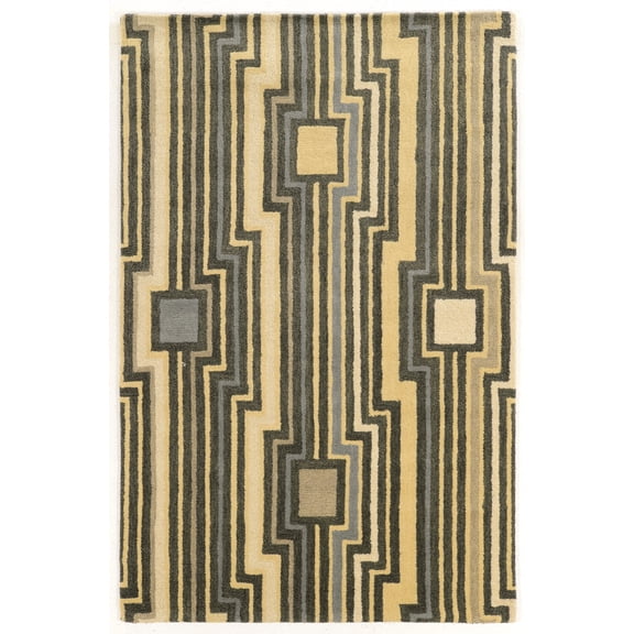 Aspire Wool Board Grey Blue 2x3 Handtufted 100% Wool Abstract Design Rug