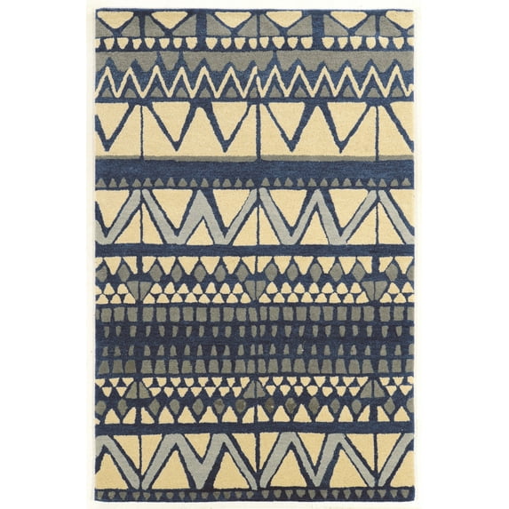 Aspire Wool Comp Rug Ivory Blue 2x3 Handtufted 100% Wool Transitional Design