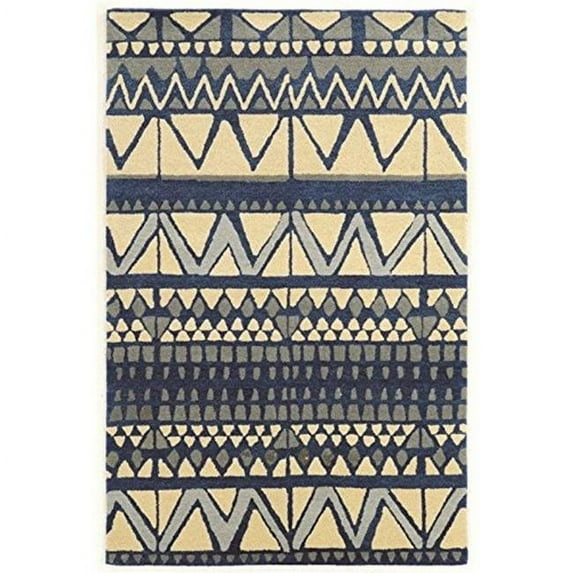 Aspire Wool Comp Rug - Ivory & Blue - 5 x 8 ft.