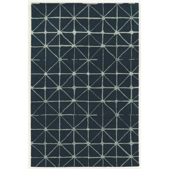 Aspire Wool Triangle Area Rug Navy 8x11 Handtufted Abstract Design