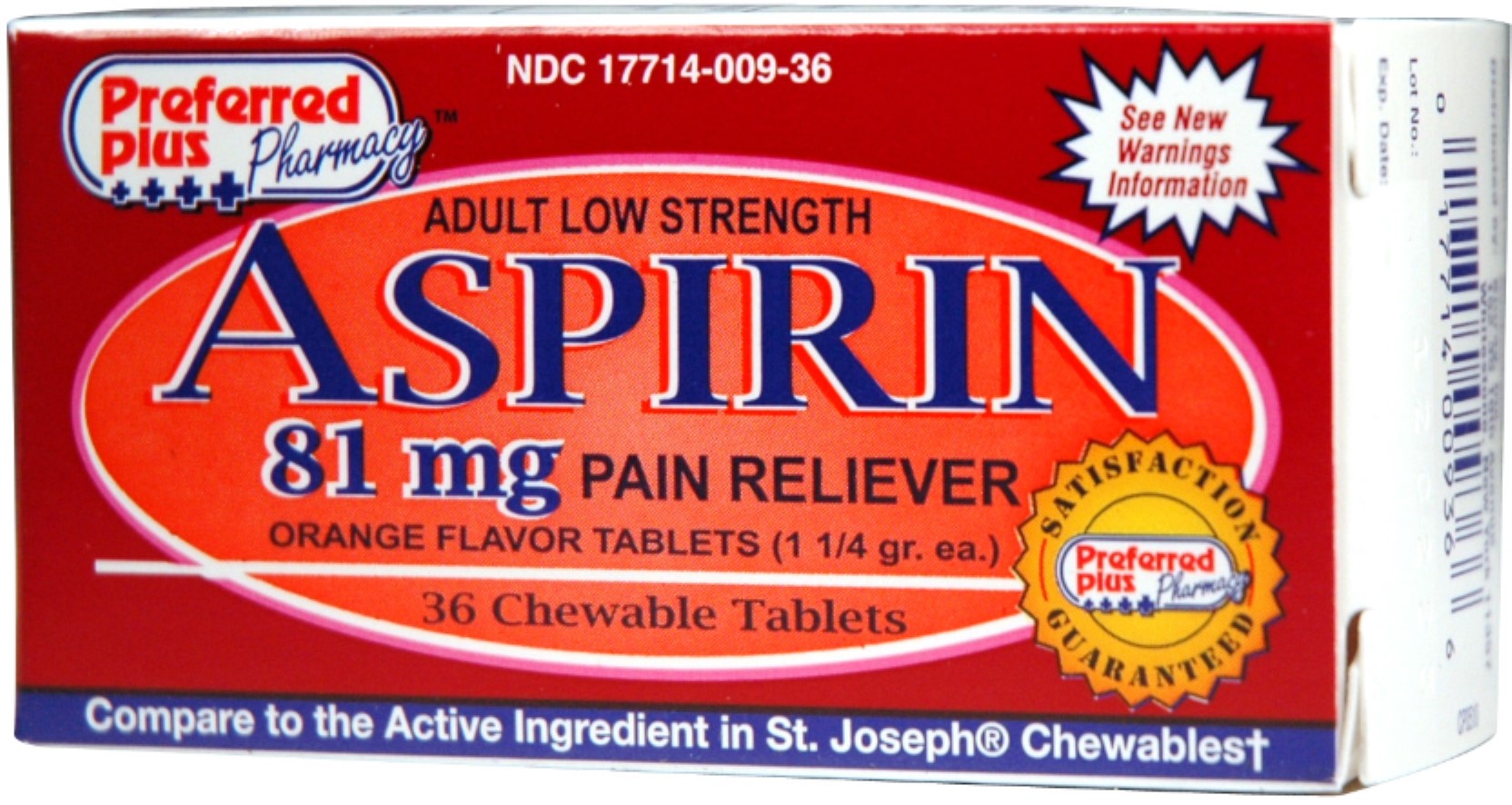 Aspirin 81mg [Low Dose] Chewable Tablets 36 ea