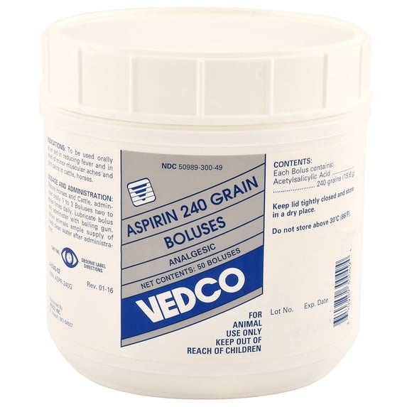 Aspirin Bolus 240 Grain for Horse and Cattle Pain Relief