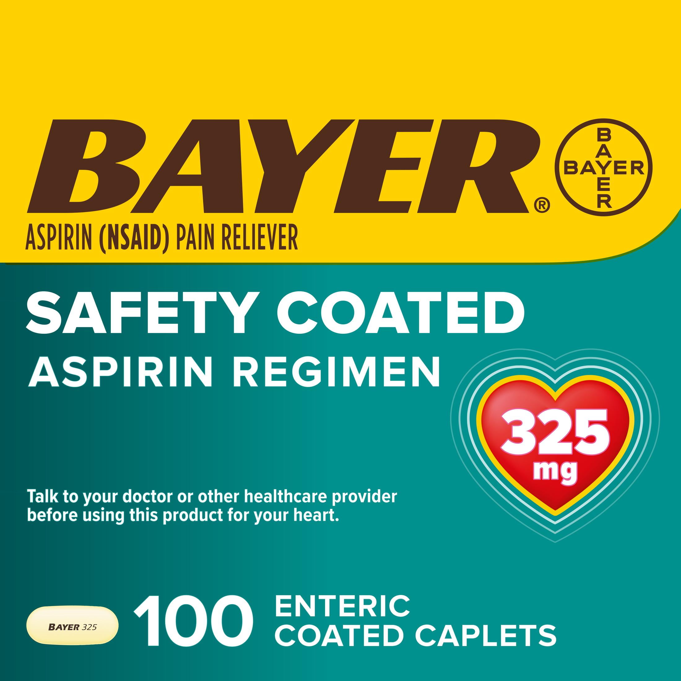 Aspirin Regimen Bayer Regular Dose Pain Reliever Enteric Coated Tablets