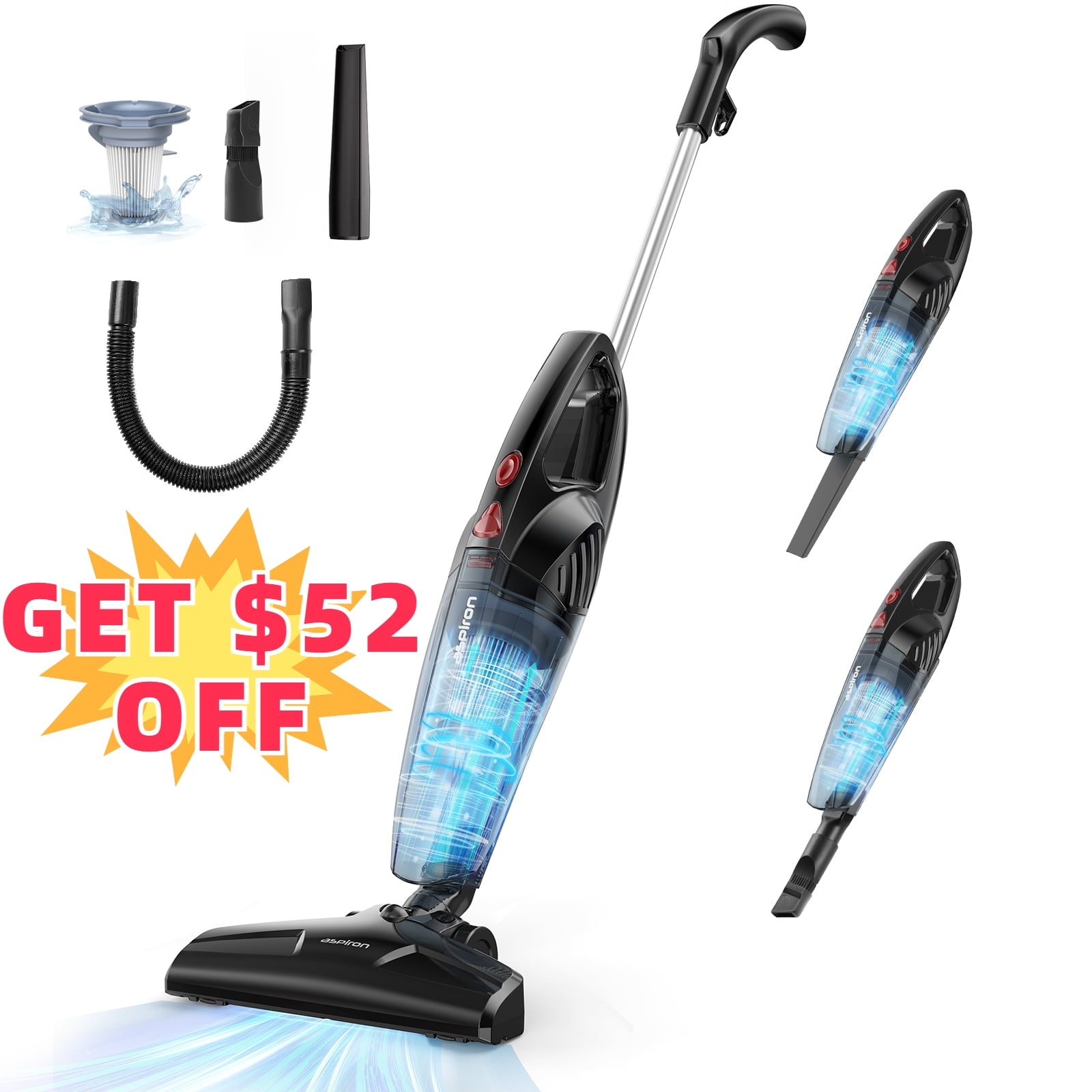 Aspiron 5in1 Lightweight Corded Stick Vacuum, Upright/Handheld Vacuum