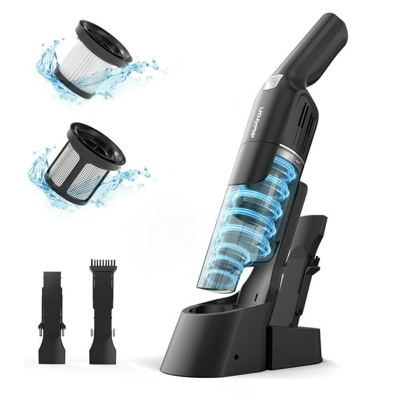 Aspiron Cordless Handheld Vacuum, 15KPA Powerful Car Vacuum, Rechargeable, Charging Dock, Ergonomic Handle, 2-in-1 Crevice Tool, 1.8lb Portable Handheld Vacuum with 2-Speed for Car, Home