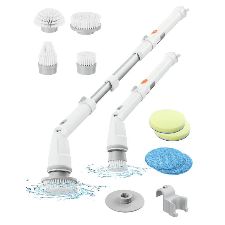 Electric Spin Scrubber, Power Shower Scrubber with 5 Replaceable Brush  Heads and Adjustable Extension Handle, 360 Cordless Cleaning Brush for  Bathroom, Tub, Tile, Floor
