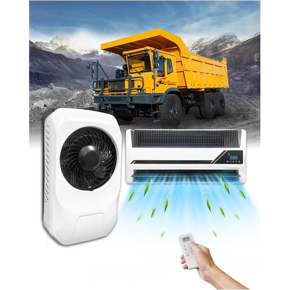 Aspligo 10000 BTU 12V Truck Air Conditioner, DC Inverter Split System, Pre-Charged Refrigerant, Plug & Play Installation for Semi-Trucks Trailers Heavy Equipment
