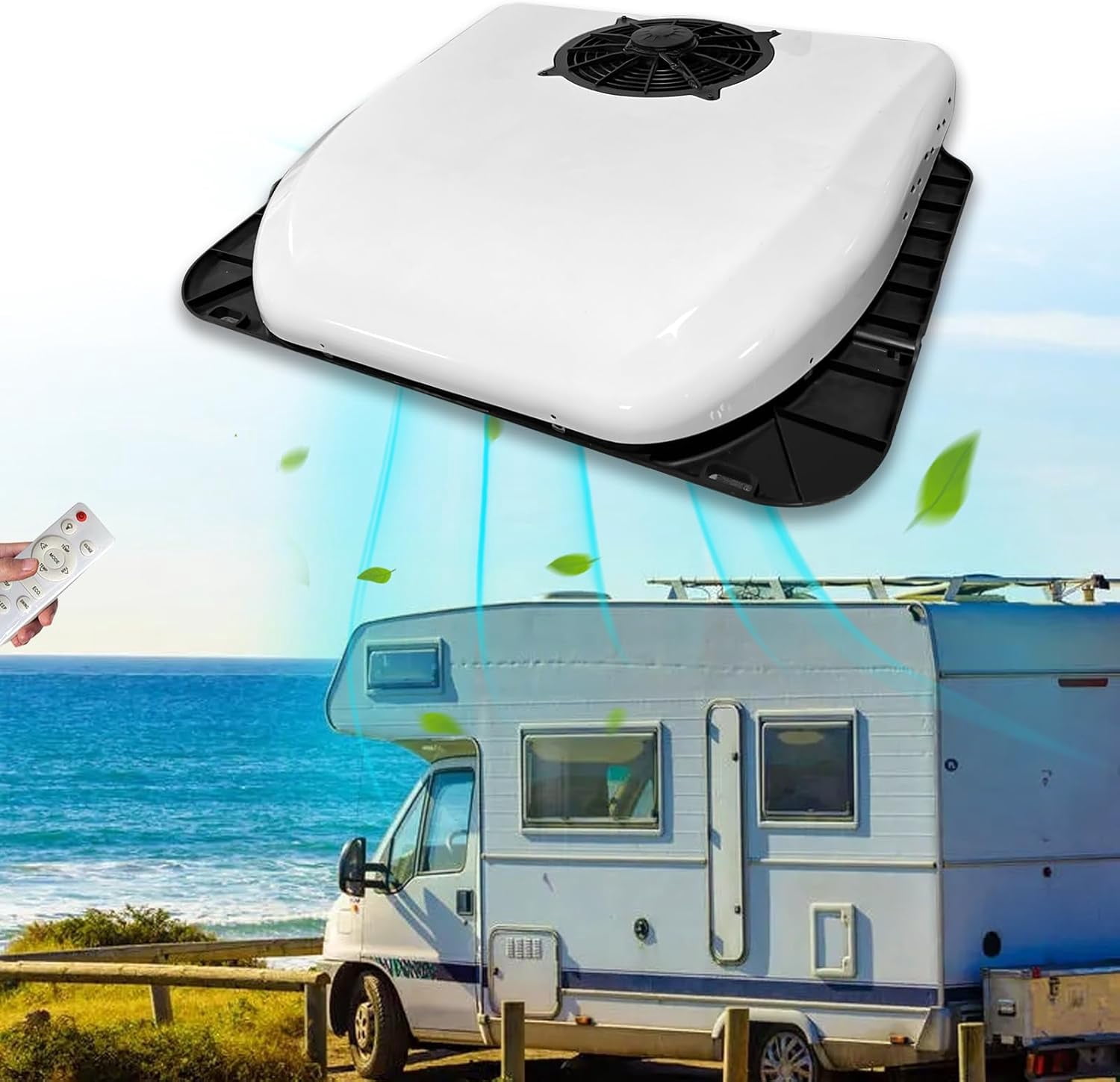 Aspligo 12V RV Air Conditioner 8500 BTU, Low Profile Rooftop AC Unit ...