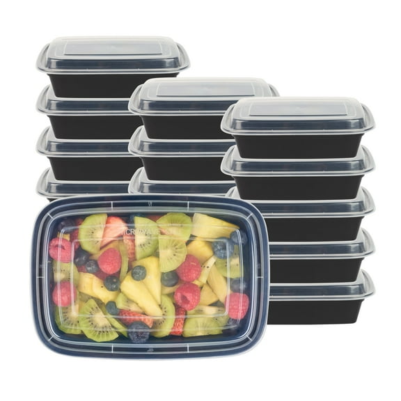 Restaurantware-Asporto 24 Ounce Take Out Containers, 100 Food Containers With Lids - Microwavable, Disposable, Black Plastic To Go Boxes For Food, No BPA, For Take Out And Delivery
