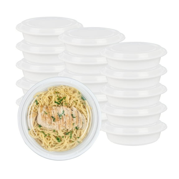 Asporto 24 oz Round Black Plastic To Go Box - with Clear Lid, Microwavable - 7 1/4" x 7 1/4" x 1 1/2" - 100 count box