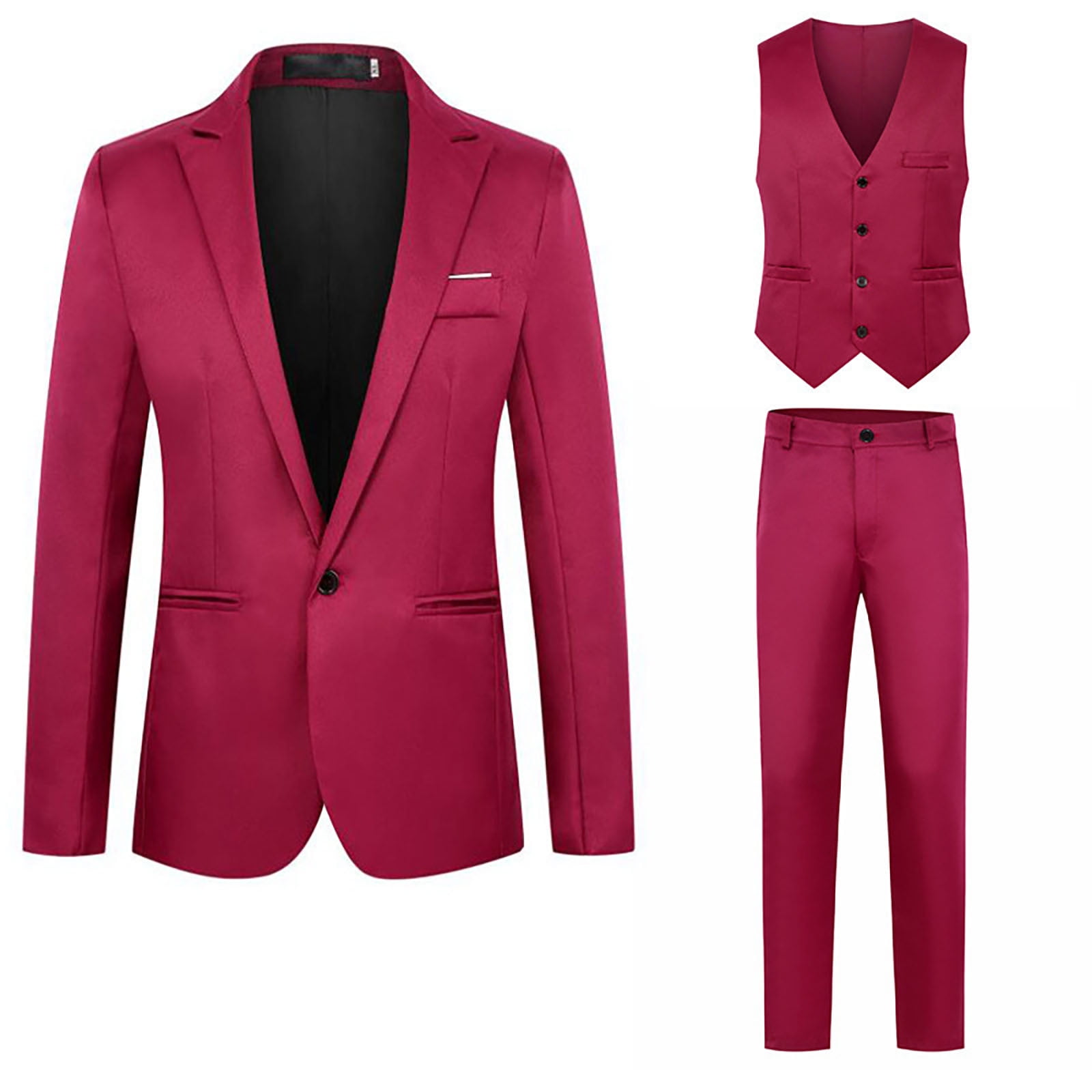 Asqwmvz Classic Suit Three Piece Set Solid Color Suit Three Piece Set ...