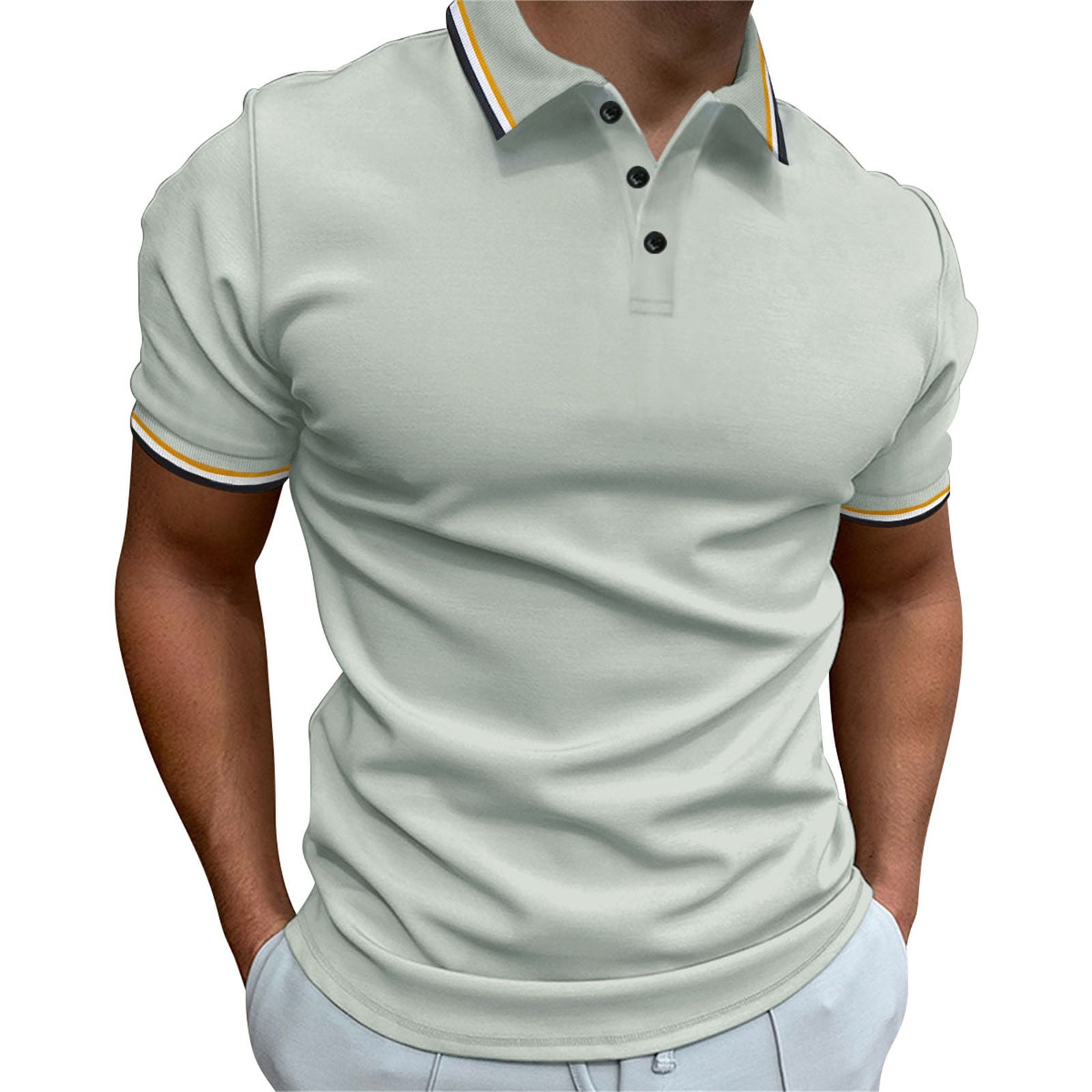 Asqwmvz Clearance Men's Spring And Summer Solid Color Stand Collar