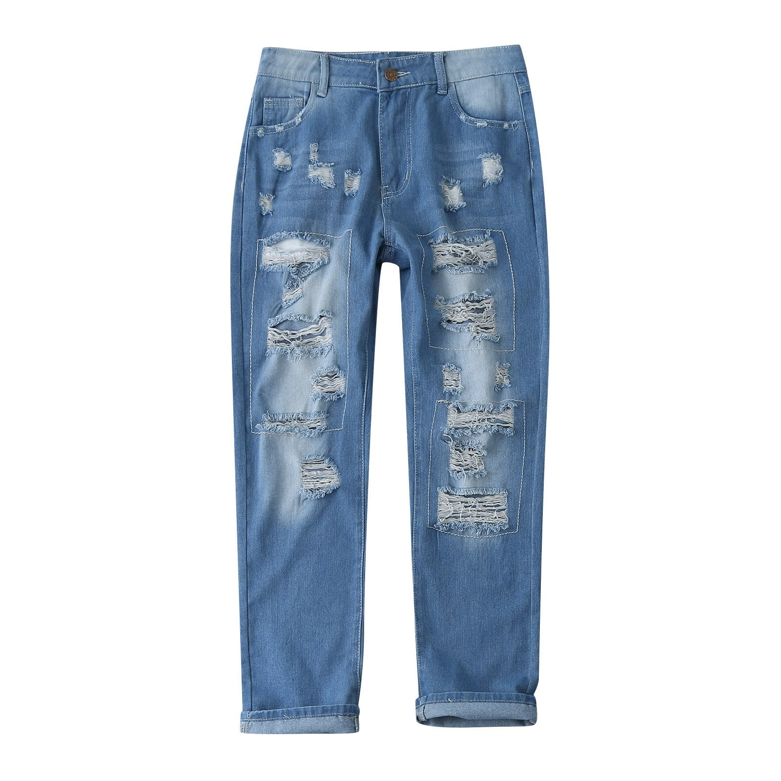 Asqwmvz Clearance Plus Size Jeans for Women Boyfriend Jeans for Women ...