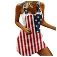 thumbnail image 1 of Asqwmvz Denim Skirt Men's Women's American Flag Denim Bib Overall Shorts Romper Independence Day Clothes Slip Skirt Red, 1 of 7