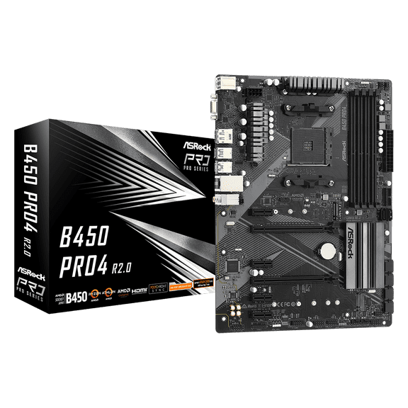 ASRock B450 PRO4 R2.0 AM4 AMD Promontory B450 SATA 6Gb/s Micro ATX AMD Motherboard