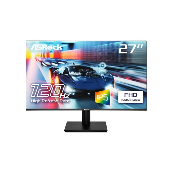 ASRock Phantom Gaming 27" inch Full HD 120Hz IPS 1ms low blue light LCD Gaming Computer Monitor for both Work and Gaming with both HDMI & VGA ports CL27FFA