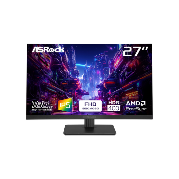 ASRock Phantom Gaming 27" Full HD 180Hz IPS with AMD FreeSync 1ms HDR400 Gaming Computer Monitor PG27FFT1B