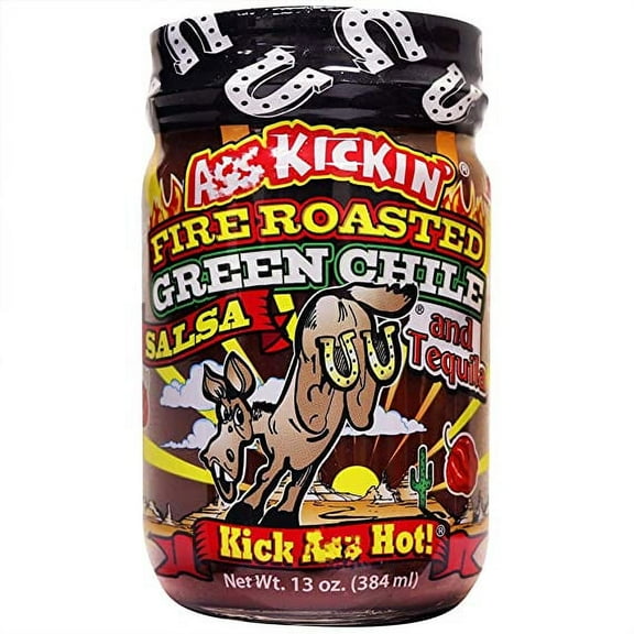 Ass Kickin Fire Roasted Green Chile & Tequila Salsa - 13oz Net Content