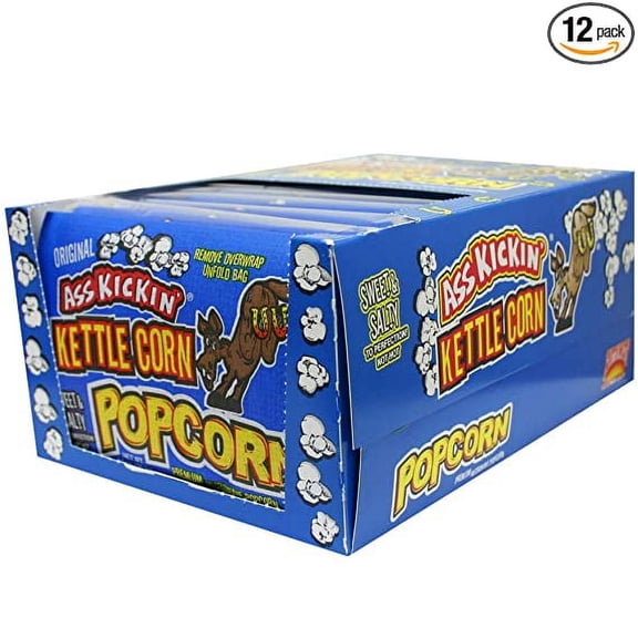 Ass Kickin Kettle Hydrogenated Corn Microwave Popcorn 3.25oz Pack of 12