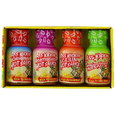 Ass Kickin' Mini Bottle 4 Pack Hot Sauce - 4.75oz Net Content Perfect for a Gift