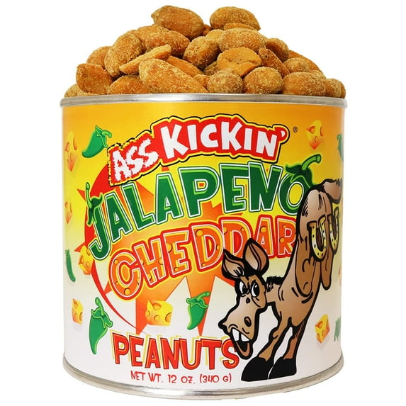 Ass Kickin’ Mixed Spices Jalapeno Pepper-Cheddar Peanuts Snacks 12oz 1 Count Per Pack
