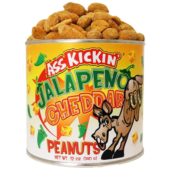 Ass Kickin Mixed Spices Jalapeno Pepper-Cheddar Peanuts Snacks 12oz 1 Count Per Pack