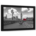 thumbnail image 1 of Assaf Frank 18x15 Black Modern Wood Framed Wall Art Titled - Bicycle with bunch of flowers on Westminster Bridge, London, UK, 1 of 6
