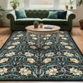 thumbnail image 1 of Assaile 10 x 13 ft Polyester Pearl Velvet Black Rectangular Hallway Bathroom Entryway Kitchen Office Foldable Flower Printed Modern Washable Area Rug, 1 of 7