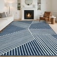 thumbnail image 1 of Assaile 10 x 13 ft Polyester Pearl Velvet Blue Rectangular Hallway Bathroom Entryway Kitchen Office Foldable Charming Lines Printed Modern Washable Area Rug, 1 of 8