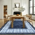 thumbnail image 1 of Assaile 10 x 13 ft Polyester Wool Spinning Blue Rectangular Hallway Bathroom Entryway Kitchen Office Foldable Grid Printed Modern Washable Area Rug, 1 of 8