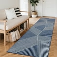 thumbnail image 1 of Assaile 2 x 6 ft Polyester Pearl Velvet Blue Rectangular Hallway Bathroom Entryway Kitchen Office Foldable Charming Lines Printed Modern Washable Area Rug, 1 of 6
