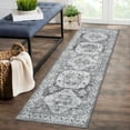 thumbnail image 1 of Assaile 2 x 6 ft Polyester Wool Spinning Gray Rectangular Hallway Bathroom Entryway Foldable Geometric Printed Persian Washable Area Rug, 1 of 8
