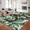 thumbnail image 1 of Assaile 8 x 10 ft Polyester Pearl Velvet Beige Green Rectangular Hallway Bathroom Entryway Kitchen Office Foldable Flower Snake Printed Modern Washable Area Rug, 1 of 8