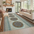 thumbnail image 1 of Assaile 8 x 10 ft Polyester Pearl Velvet Orange Rectangular Hallway Bathroom Entryway Kitchen Office Foldable Flower Moon Printed Modern Washable Area Rug, 1 of 7