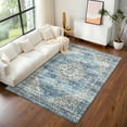 thumbnail image 1 of Assaile 9 x 12 ft Polyester Area Rugs, Blue Runner Flower Printed, Indoor Aesthetic Machine Washable Persian Rugs for Entryway Living Room, 1 of 8