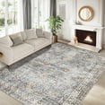 thumbnail image 1 of Assaile 9 x 12 ft Polyester Wool Spinning Blue Rectangular Hallway Bathroom Entryway Kitchen Office Foldable Flower Printed Persian Washable Area Rug, 1 of 8