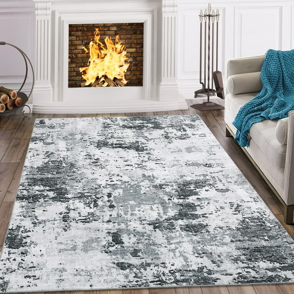 Assaile Area Rug 9x12 Rug for Living Room Extra Large Distressed Indoor Rug Washable Floor Cover, Gray