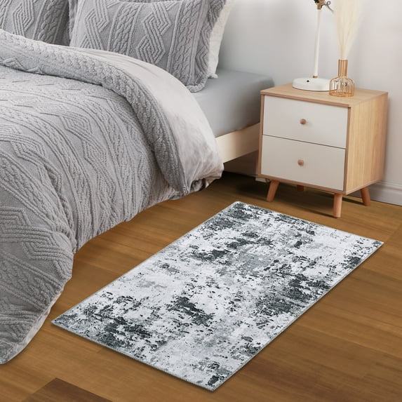 Assaile Entryway Area Rug 2x3 Machine Washable Rug Gray Modern Abstract Printed Area Rugs Indoor Carpet
