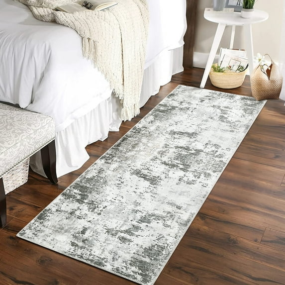 Assaile Green Area Rug 2' x 6' Runner Rug for Hallway Kitchen Runner Rug Distressed Abstract Carpet