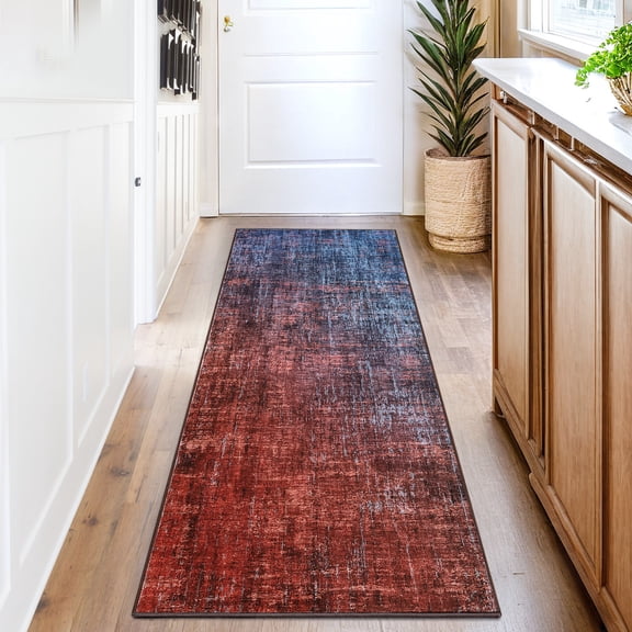 Assaile Modern Red and Blue 5'x7' Area Rugs for Living Room, Soft Low Pile Non Slip Rug, Machine Washable Contemporary Home Decor