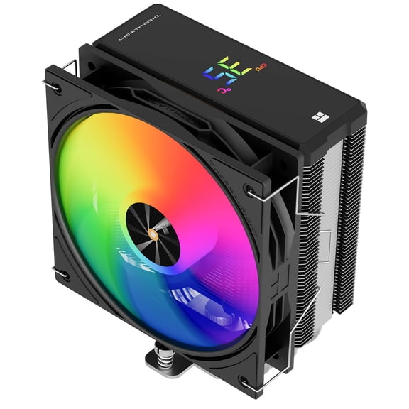 Assassin X 120R Digital ARGB Black CPU Cooler, Digital Screen Top Cover, TL-P12-S PWM Quiet Fan CPU Air Cooler, Computer Heatsink Cooling, Support AM4/AM5,Intel LGA1851/1700/115X/1200