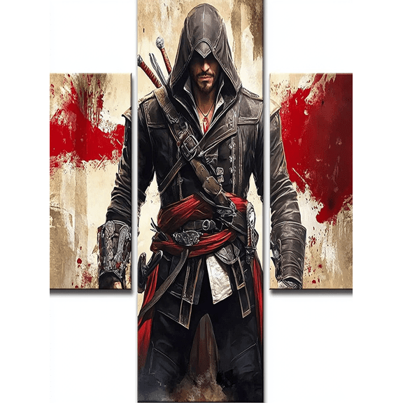 Assassin's Creed Decorative Painting/Canvas Art Perfect for Decorating Living Room Bedroom Office Game Room Study Hallway Assassin Creed Art Assassin with Swords Action Figure Artwork.