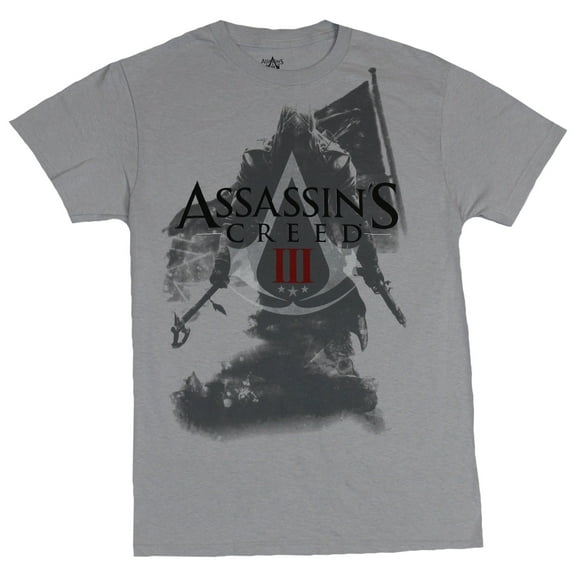 Assassin's Creed III Mens T-Shirt - Daggers down Grayed Out Under Word Logo (X-Large)