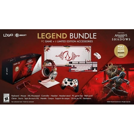 Assassin's Creed Shadows Gaming Bundle by Lexip & Ubisoft: Full PC Game Key, Mouse, XXL Mouse Pad, Headset, Headset Stand, Keyboard & Controller (Legend Bundle)
