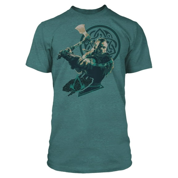 Assassin's Creed Valhalla Eivor's Defense Men's Gamer Graphic T-Shirt (X-Large, Cyan Black Heather)