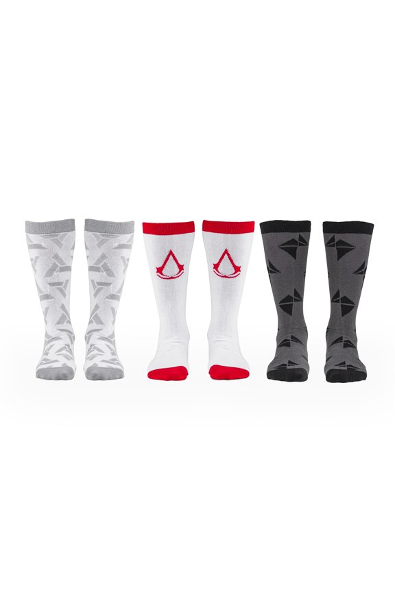 Assassins Creed Icons Mens Crew Socks | Video Game Socks | 3 Pairs Size 9-12